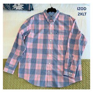 Men's IZOD Big & Tall 2XLT Long Sleeve Multi Plaid Shirt